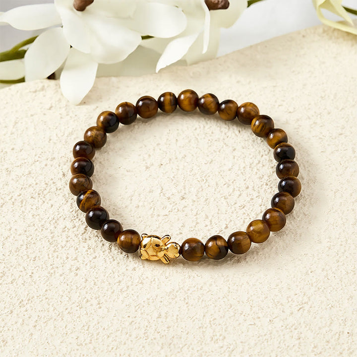 Buddha Stones Pulsera de cuentas de coraje con accesorios de tortuga ojo de tigre natural - image 3