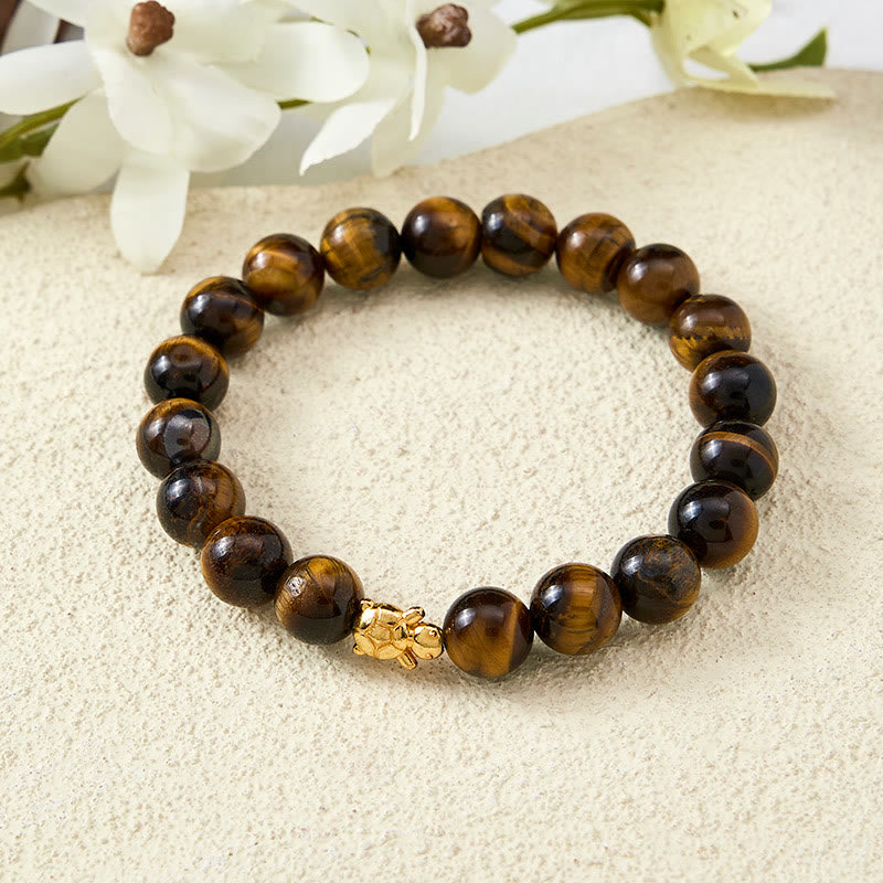 Buddha Stones Pulsera de cuentas de coraje con accesorios de tortuga ojo de tigre natural - image 18