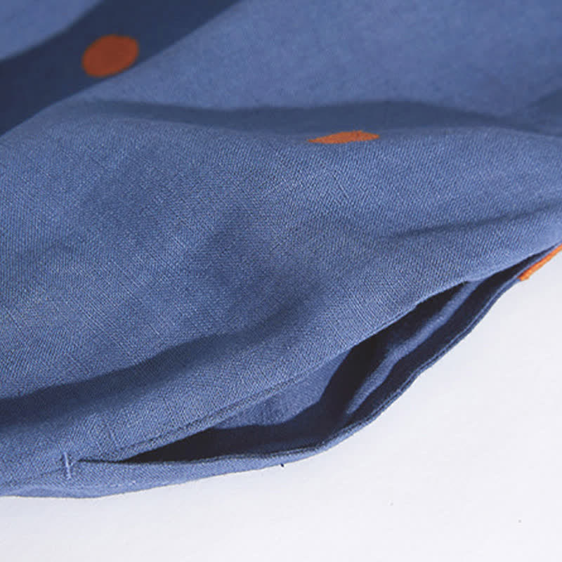 Vestido midi de mujer con estampado de puntos de Buddha Stones, manga corta, cordones y bolsillos. - image 3
