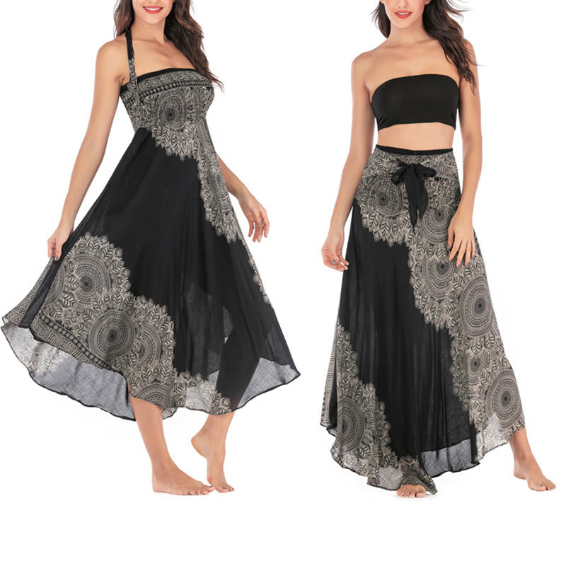 Buddha Stones Dos Estilos Vestir Boho Mandala Flor Falda Vestido Playa - image 12