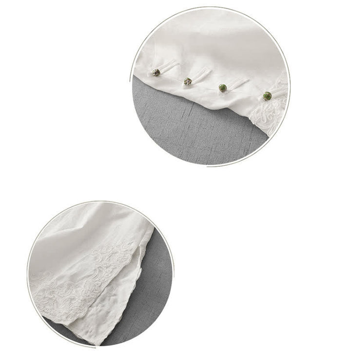 Buddha Stones Chaleco de algodón sin mangas para mujer con cuello alto, diseño de patchwork de encaje y botones de rana chinos. - image 18