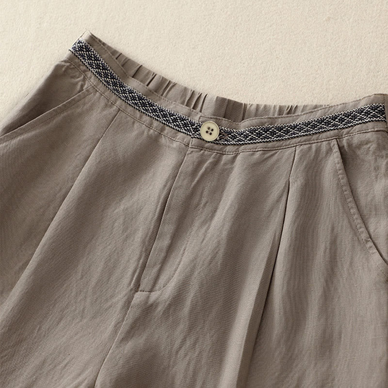 Pantalones de mujer con Buddha Stones, color liso, cierre frontal, cintura elástica y bolsillos. - image 16