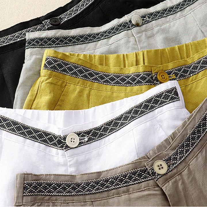 Pantalones de mujer con Buddha Stones, color liso, cierre frontal, cintura elástica y bolsillos. - image 34