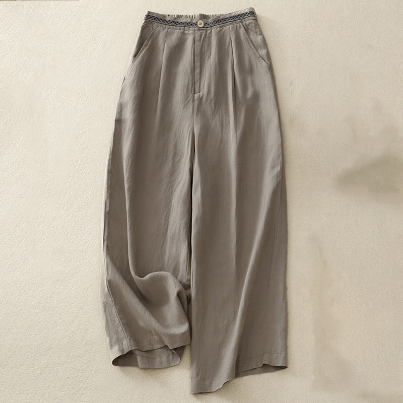 Pantalones de mujer con Buddha Stones, color liso, cierre frontal, cintura elástica y bolsillos. - Caqui oscuro - US8-10，UK/AU12-14，EU40-42 (2XL) - image 15
