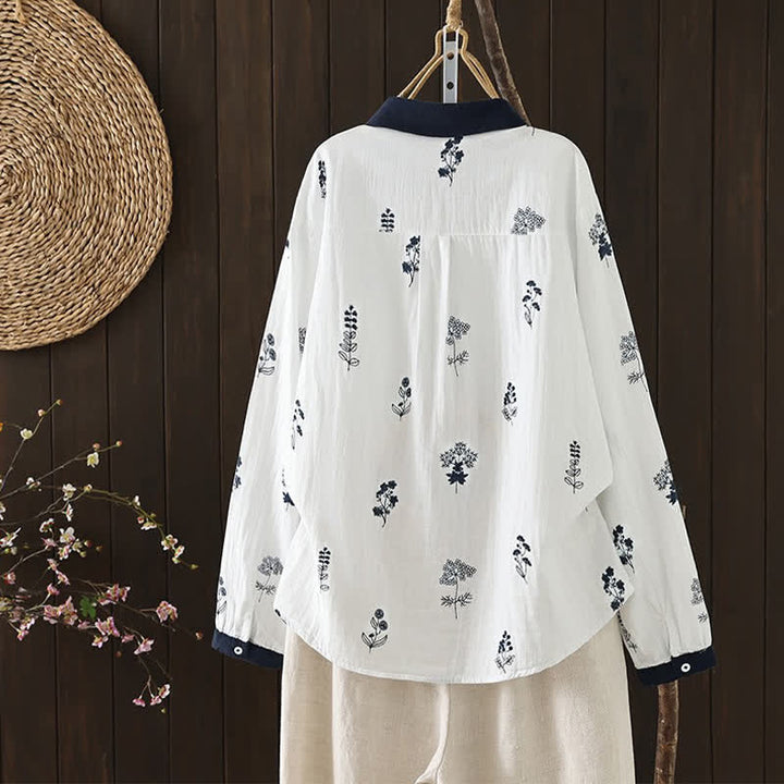 Buddha Stones Camisas de manga larga para mujer, estilo casual vintage, con botones y estampado floral, ideales para primavera y otoño. - image 6