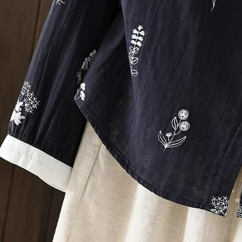 Buddha Stones Camisas de manga larga para mujer, estilo casual vintage, con botones y estampado floral, ideales para primavera y otoño. - image 2