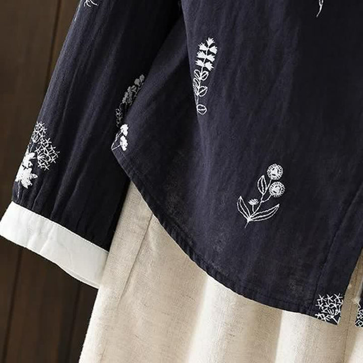 Buddha Stones Camisas de manga larga para mujer, estilo casual vintage, con botones y estampado floral, ideales para primavera y otoño. - image 2