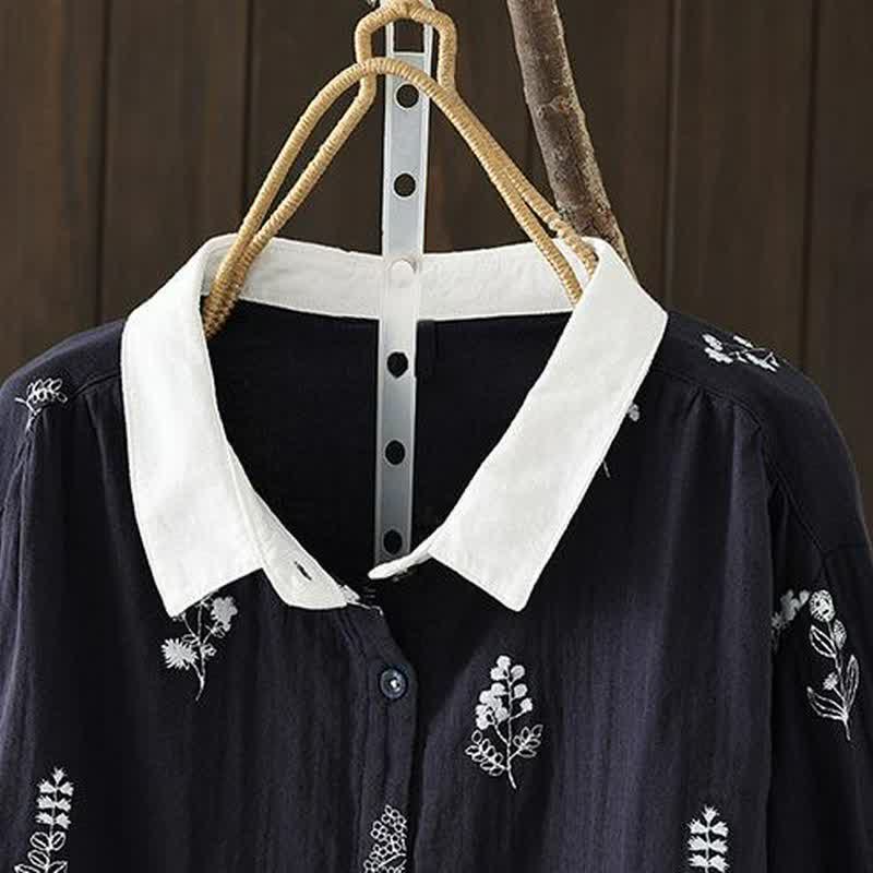 Buddha Stones Camisas de manga larga para mujer, estilo casual vintage, con botones y estampado floral, ideales para primavera y otoño. - image 1