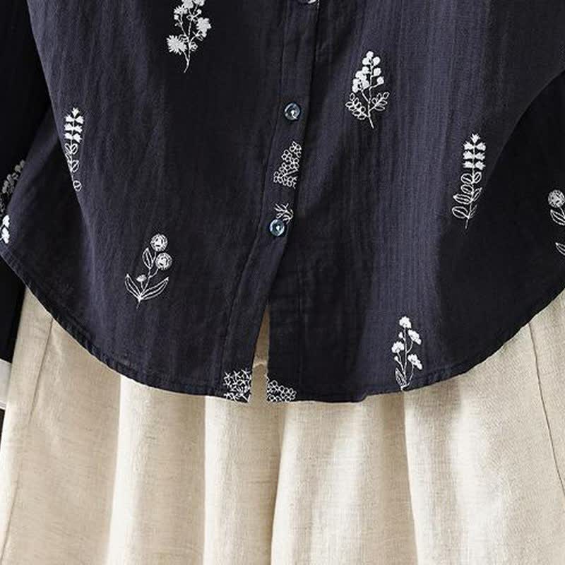 Buddha Stones Camisas de manga larga para mujer, estilo casual vintage, con botones y estampado floral, ideales para primavera y otoño. - image 3