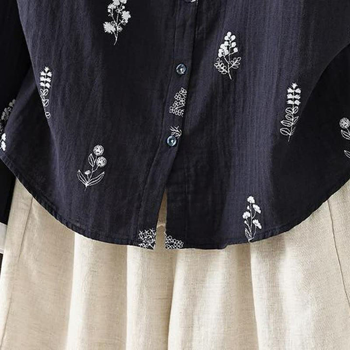 Buddha Stones Camisas de manga larga para mujer, estilo casual vintage, con botones y estampado floral, ideales para primavera y otoño. - image 3