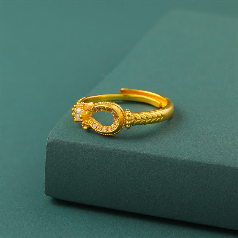 Buddha Stones Anillo abierto con hebilla de herradura vintage de latón chapado en oro. - image 4