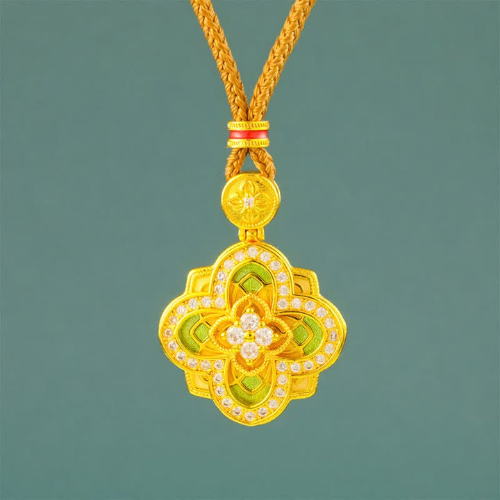 Buddha Stones Collar con brújula Ruyi de conexión armónica de cobre chapado en oro de Begonia - Begonia Golden Rope - image 0