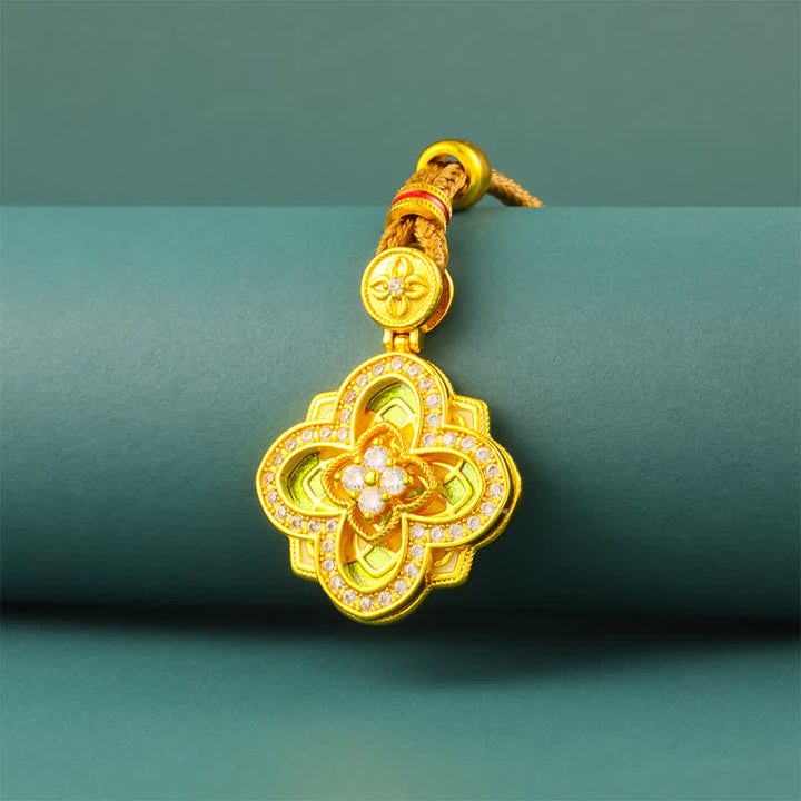 Buddha Stones Collar con brújula Ruyi de conexión armónica de cobre chapado en oro de Begonia - image 1