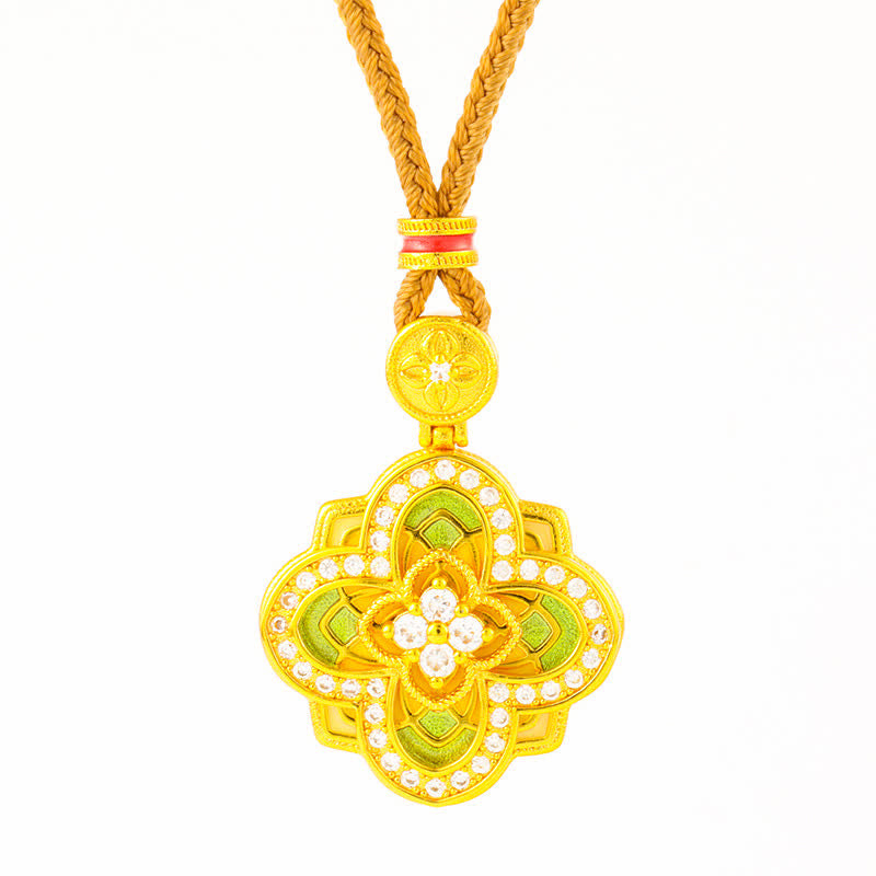 Buddha Stones Collar con brújula Ruyi de conexión armónica de cobre chapado en oro de Begonia - image 5