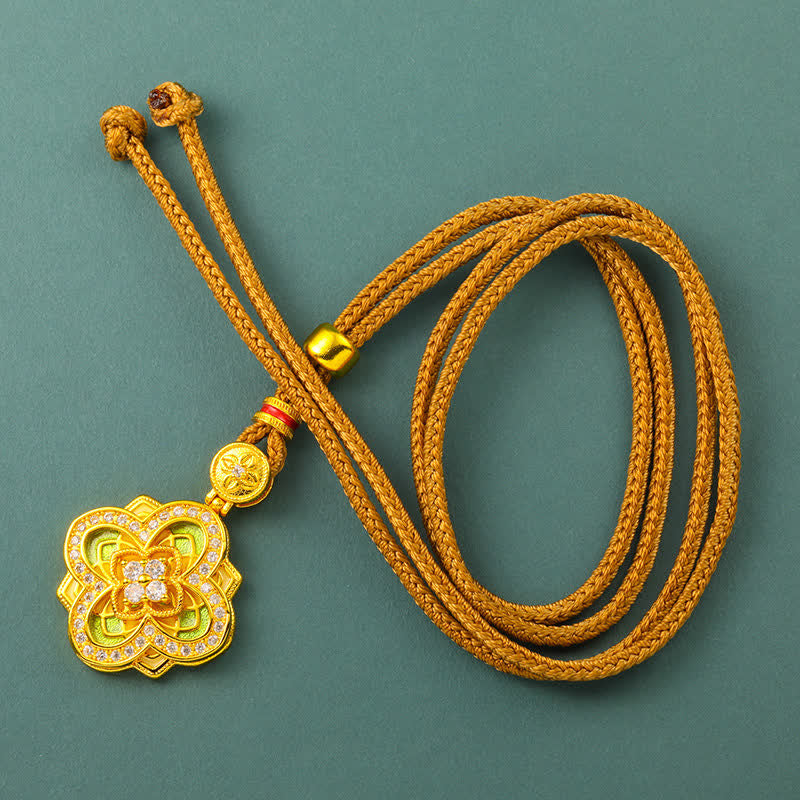 Buddha Stones Collar con brújula Ruyi de conexión armónica de cobre chapado en oro de Begonia - image 3