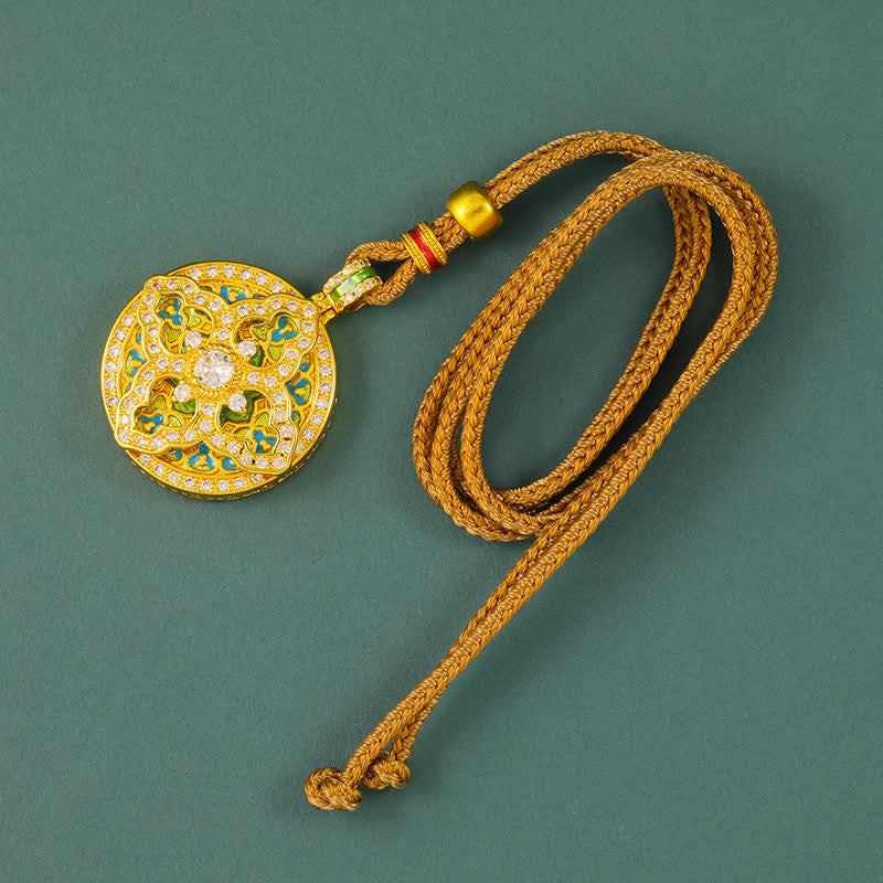 Buddha Stones Collar con colgante redondo de latón chapado en oro con forma de calabaza. - image 2