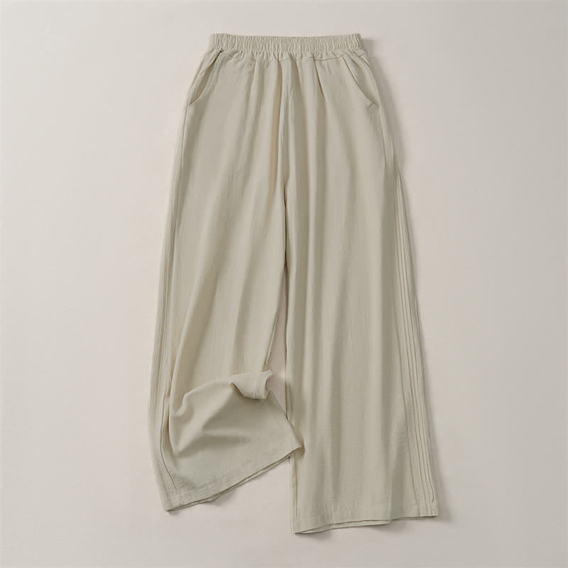 Buddha Stones Pantalones cortos minimalistas informales de color liso para mujer, ideales para primavera, verano y otoño. Pantalones de pierna recta con bolsillo. - Lino - US12, UK/AU16, EU44 (3XL) - image 0