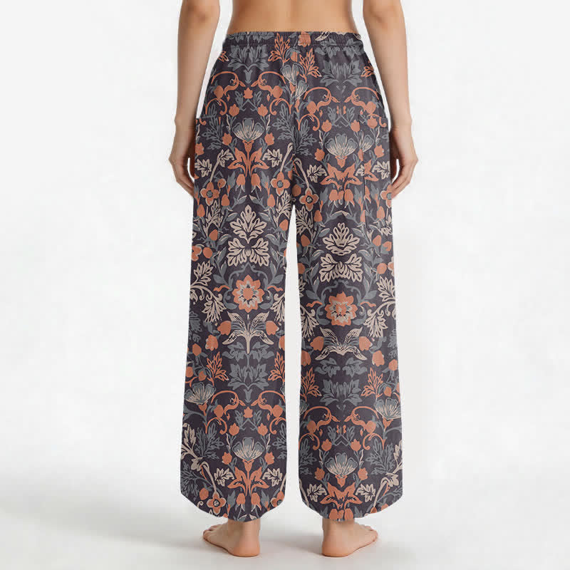 Buddha Stones Pantalones harem de algodón con estampado floral paisley vintage para mujer, cintura elástica y bolsillos laterales. - image 2