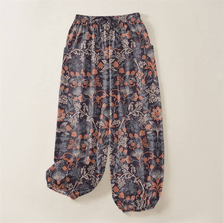 Buddha Stones Pantalones harem de algodón con estampado floral paisley vintage para mujer, cintura elástica y bolsillos laterales. - image 3