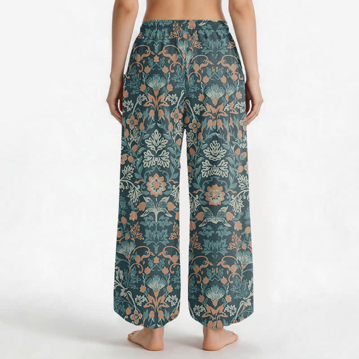 Buddha Stones Pantalones harem de algodón con estampado floral paisley vintage para mujer, cintura elástica y bolsillos laterales. - image 9