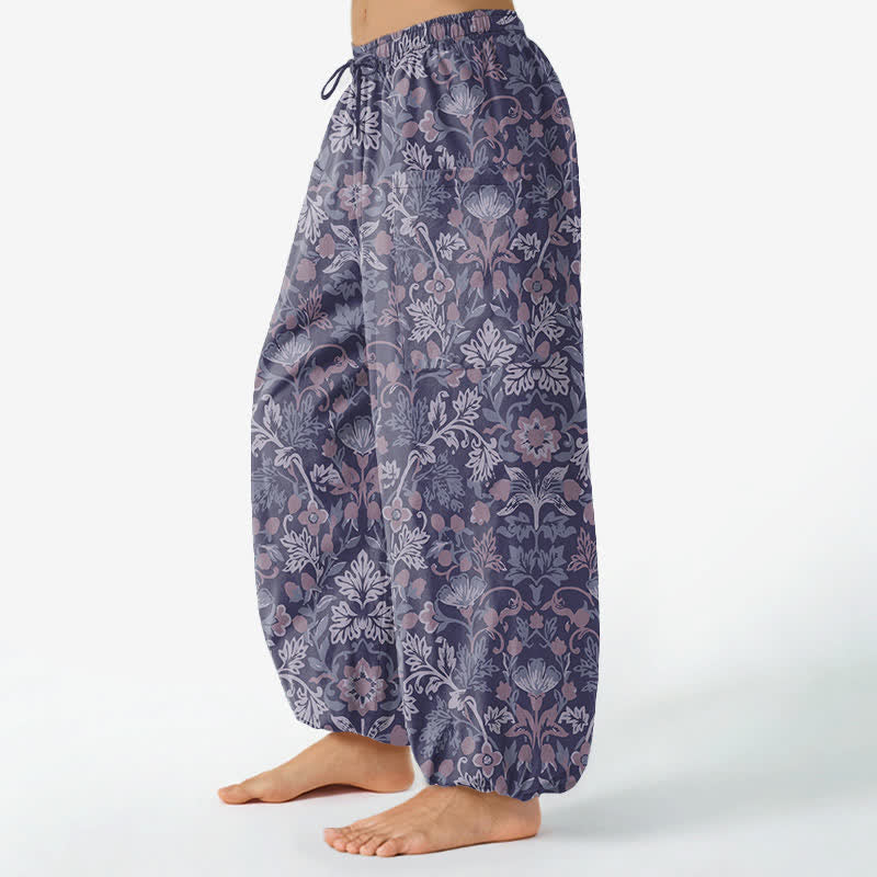 Buddha Stones Pantalones harem de algodón con estampado floral paisley vintage para mujer, cintura elástica y bolsillos laterales. - image 11