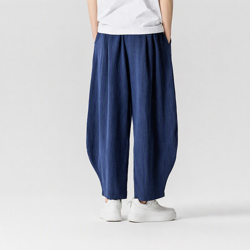 Buddha Stones Pantalones cortos casuales de primavera/verano con cordón ajustable, color liso, estilo harem para hombre con bolsillos. - image 1