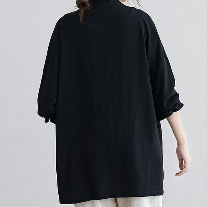 Buddha Stones Camisas de manga larga lisas, informales y minimalistas para mujer, con bolsillos, ideales para primavera y verano. - image 5