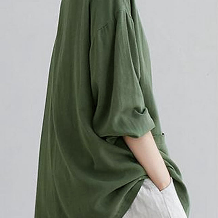 Buddha Stones Camisas de manga larga lisas, informales y minimalistas para mujer, con bolsillos, ideales para primavera y verano. - image 1