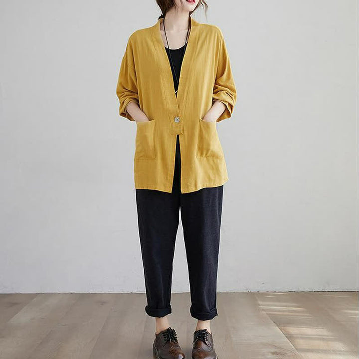 Buddha Stones Camisas de manga larga lisas, informales y minimalistas para mujer, con bolsillos, ideales para primavera y verano. - image 20