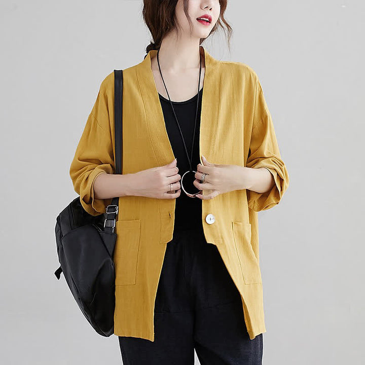 Buddha Stones Camisas de manga larga lisas, informales y minimalistas para mujer, con bolsillos, ideales para primavera y verano. - Oro - US4, UK/AU8, EU36 (L) - image 13