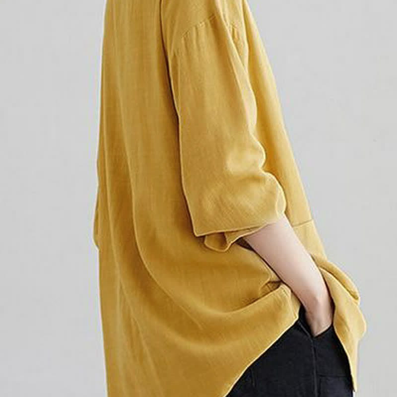Buddha Stones Camisas de manga larga lisas, informales y minimalistas para mujer, con bolsillos, ideales para primavera y verano. - image 16