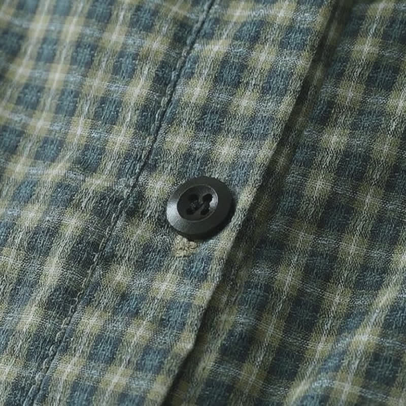 Buddha Stones Vestido de manga larga a cuadros estilo vintage informal de otoño para mujer - image 4