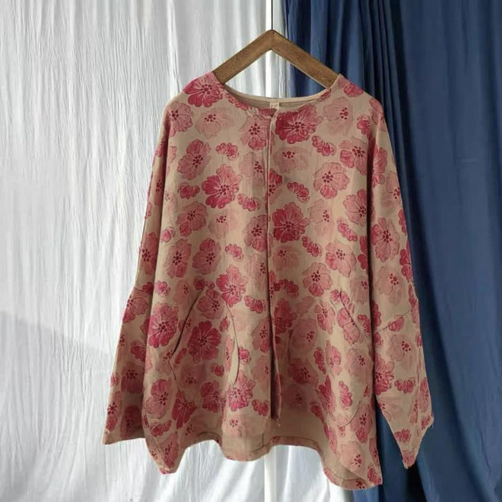 Buddha Stones Chaqueta de mujer rosa elegante de estilo retro con botones y estampado floral, ideal para primavera. - image 5