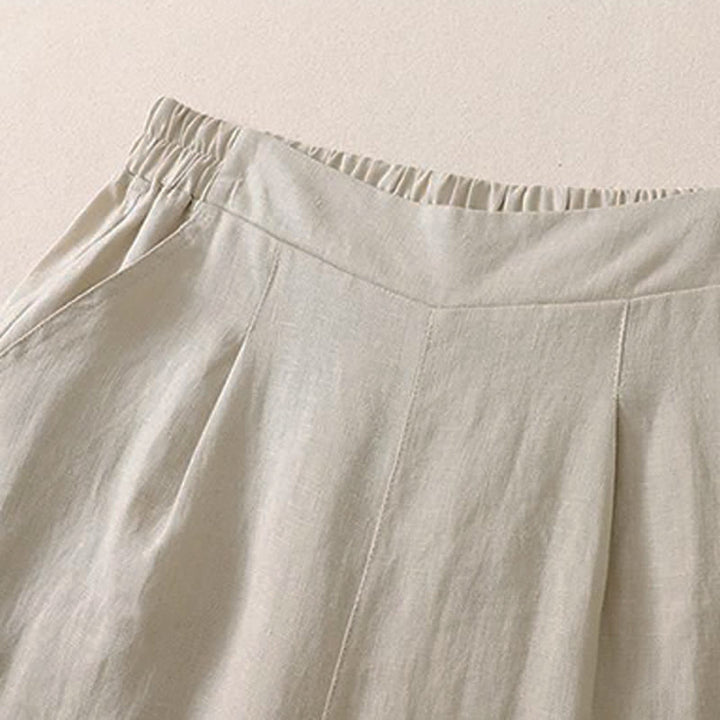 Buddha Stones Pantalones cortos clásicos sencillos de color liso para mujer, ideales para primavera y otoño. Pantalones de pierna recta con bolsillo. - image 2