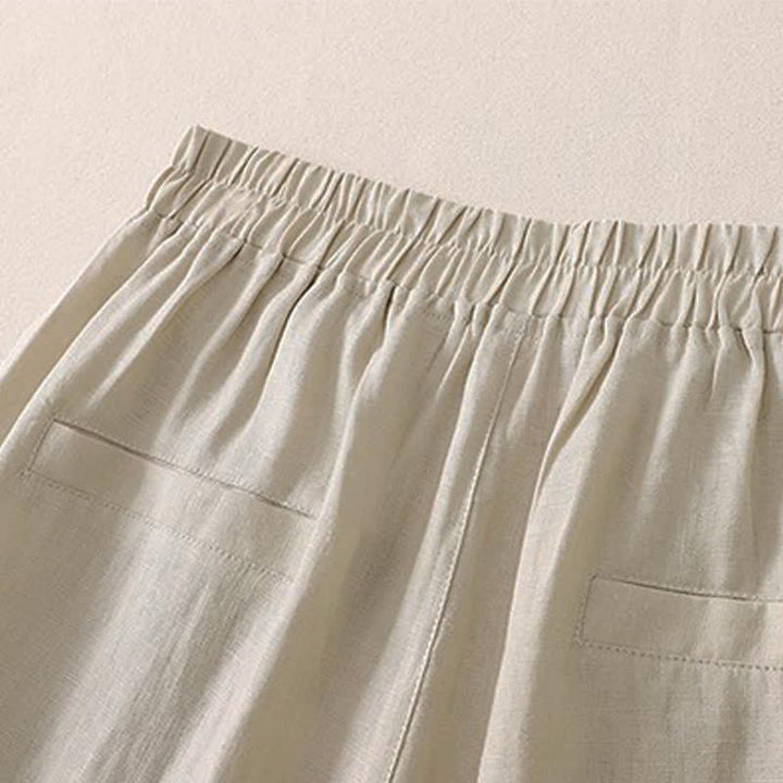 Buddha Stones Pantalones cortos clásicos sencillos de color liso para mujer, ideales para primavera y otoño. Pantalones de pierna recta con bolsillo. - image 3