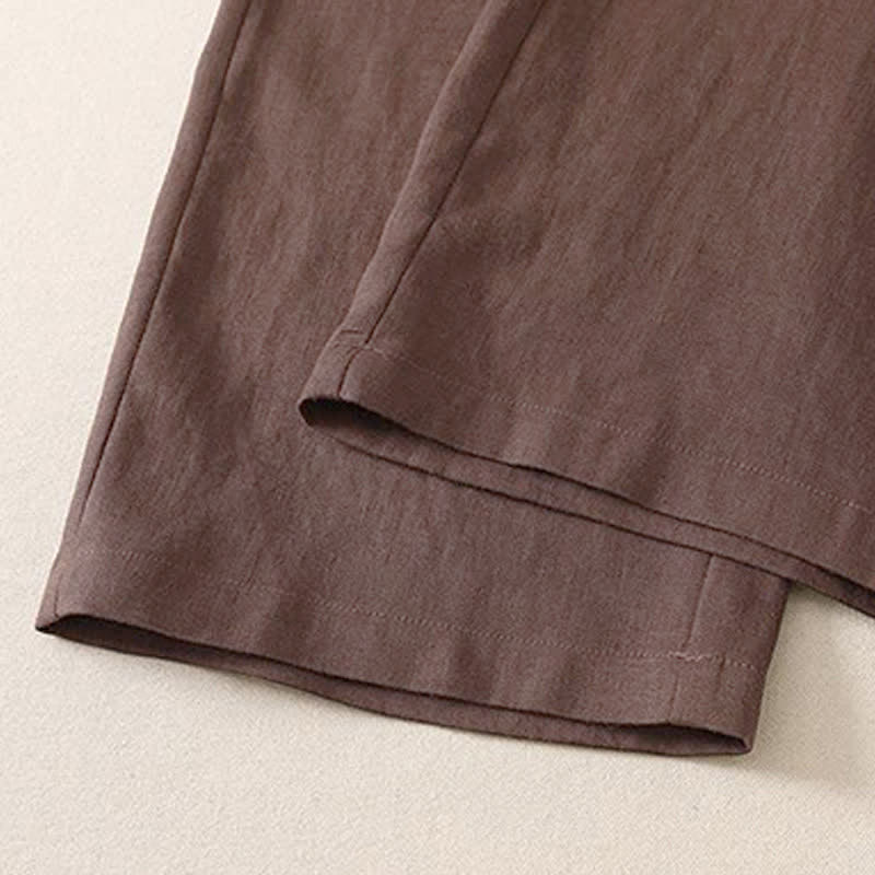 Buddha Stones Pantalones cortos clásicos sencillos de color liso para mujer, ideales para primavera y otoño. Pantalones de pierna recta con bolsillo. - image 12