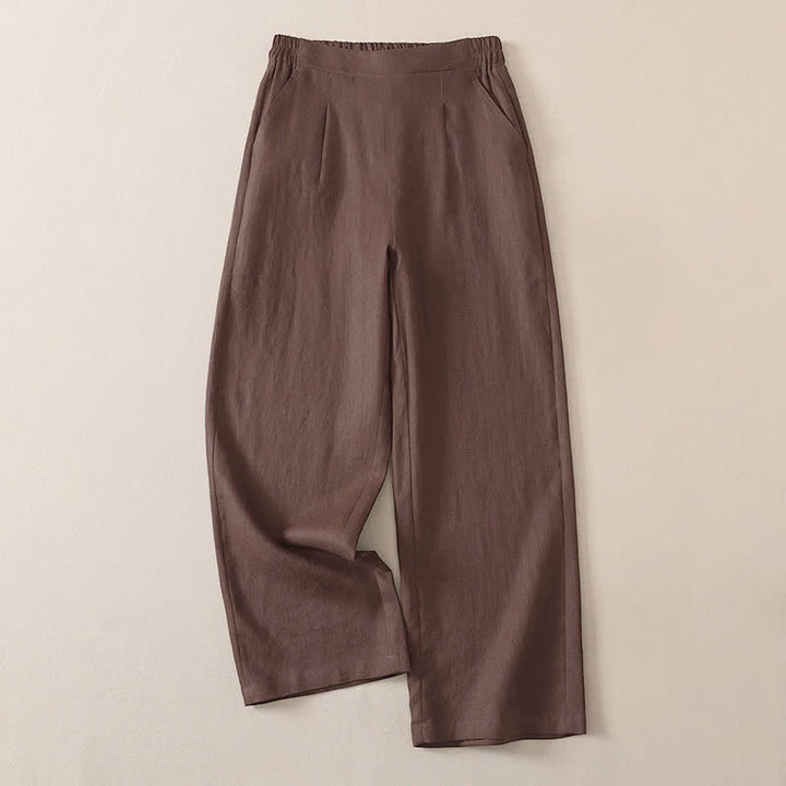 Buddha Stones Pantalones cortos clásicos sencillos de color liso para mujer, ideales para primavera y otoño. Pantalones de pierna recta con bolsillo. - Marrón silla de montar - US8-10, UK/AU12-14, EU40-42 (2XL) - image 10