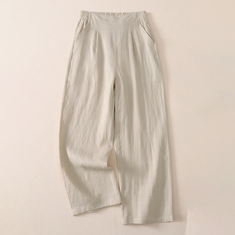 Buddha Stones Pantalones cortos clásicos sencillos de color liso para mujer, ideales para primavera y otoño. Pantalones de pierna recta con bolsillo. - Beige - US8-10, UK/AU12-14, EU40-42 (2XL) - image 0