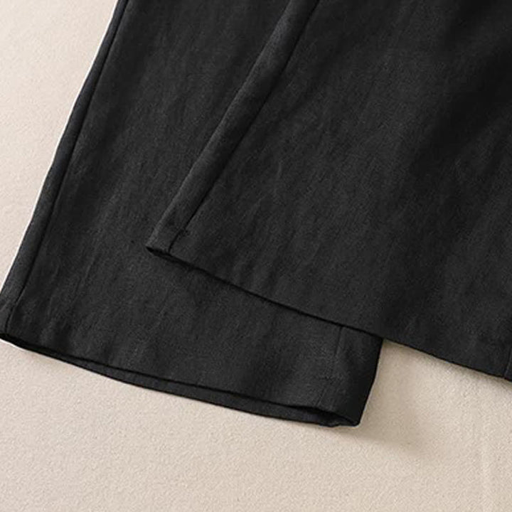 Buddha Stones Pantalones cortos clásicos sencillos de color liso para mujer, ideales para primavera y otoño. Pantalones de pierna recta con bolsillo. - image 8