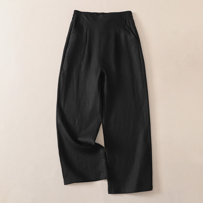Buddha Stones Pantalones cortos clásicos sencillos de color liso para mujer, ideales para primavera y otoño. Pantalones de pierna recta con bolsillo. - Negro - US8-10, UK/AU12-14, EU40-42 (2XL) - image 6