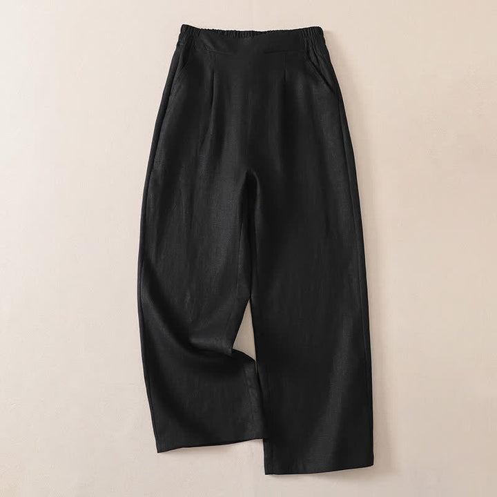 Buddha Stones Pantalones cortos clásicos sencillos de color liso para mujer, ideales para primavera y otoño. Pantalones de pierna recta con bolsillo. - Negro - US8-10, UK/AU12-14, EU40-42 (2XL) - image 6