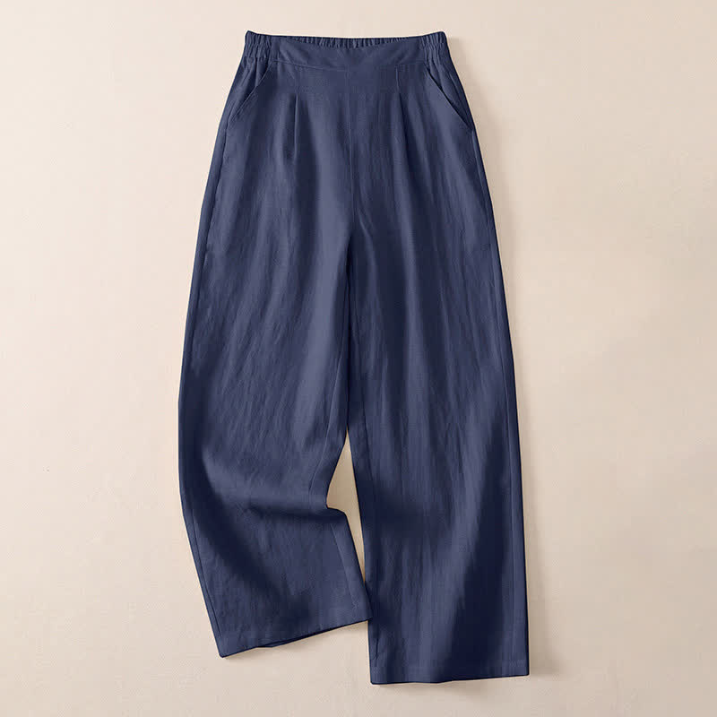 Buddha Stones Pantalones cortos clásicos sencillos de color liso para mujer, ideales para primavera y otoño. Pantalones de pierna recta con bolsillo. - Azul acero - US8-10, UK/AU12-14, EU40-42 (2XL) - image 9