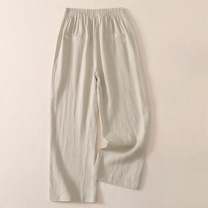 Buddha Stones Pantalones cortos clásicos sencillos de color liso para mujer, ideales para primavera y otoño. Pantalones de pierna recta con bolsillo. - image 1