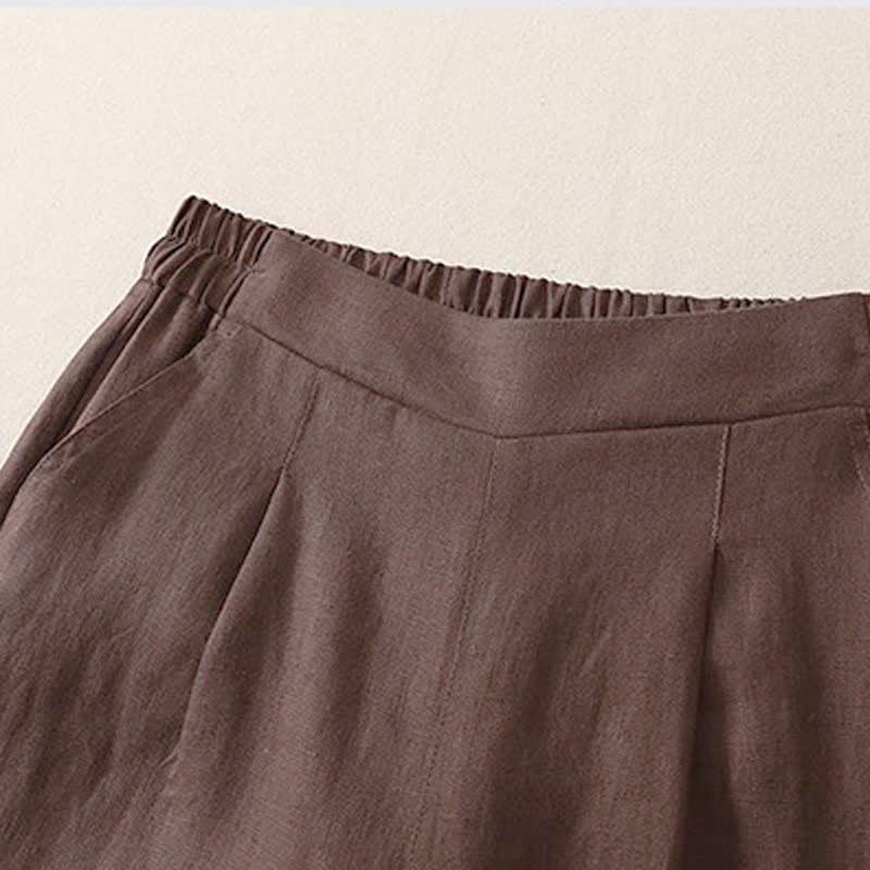 Buddha Stones Pantalones cortos clásicos sencillos de color liso para mujer, ideales para primavera y otoño. Pantalones de pierna recta con bolsillo. - image 11