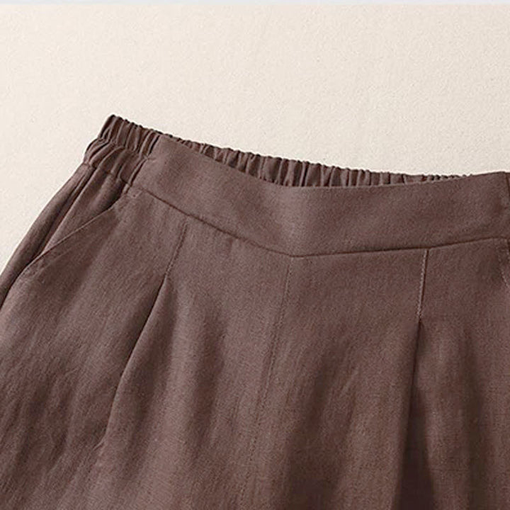 Buddha Stones Pantalones cortos clásicos sencillos de color liso para mujer, ideales para primavera y otoño. Pantalones de pierna recta con bolsillo. - image 11