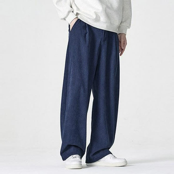 Buddha Stones Pantalones tobilleros casuales de otoño/invierno con cremallera, diseño liso, para hombre, pierna recta, con bolsillo. - image 1