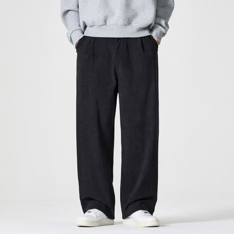 Buddha Stones Pantalones tobilleros casuales de otoño/invierno con cremallera, diseño liso, para hombre, pierna recta, con bolsillo. - Negro - US/UK/AU46, EU56 (5XL) - image 8