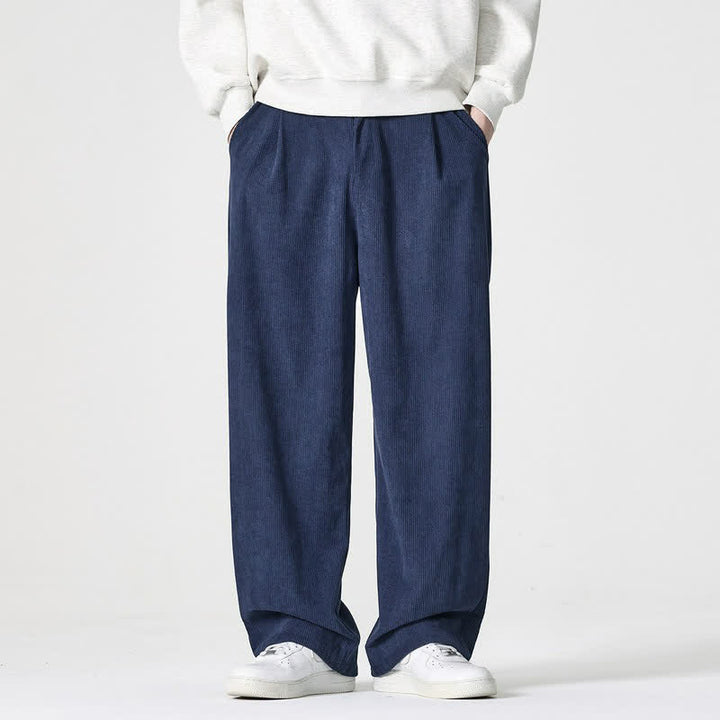 Buddha Stones Pantalones tobilleros casuales de otoño/invierno con cremallera, diseño liso, para hombre, pierna recta, con bolsillo. - Azul oscuro - US/UK/AU46, EU56 (5XL) - image 0