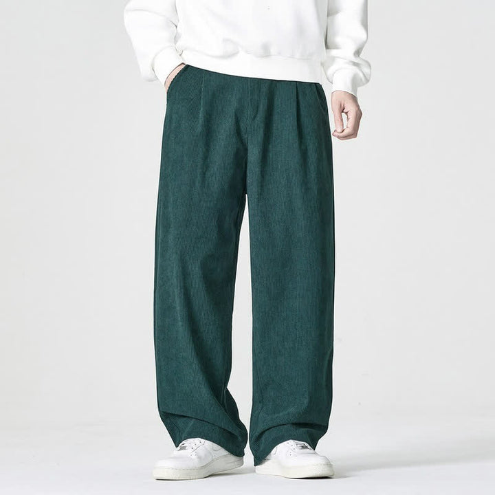 Buddha Stones Pantalones tobilleros casuales de otoño/invierno con cremallera, diseño liso, para hombre, pierna recta, con bolsillo. - Verde oscuro - US/UK/AU46, EU56 (5XL) - image 4