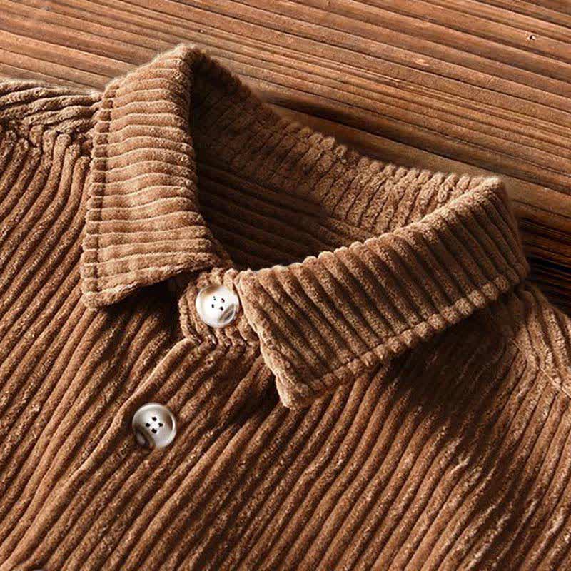 Buddha Stones Chaquetas de hombre de pana de algodón liso con botones, estilo vintage, para otoño/invierno, con bolsillo. - image 14